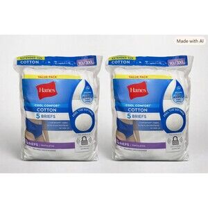 Hanes Cool Comfort Cotton Briefs White Women's Size 10/3XL 5-Pack